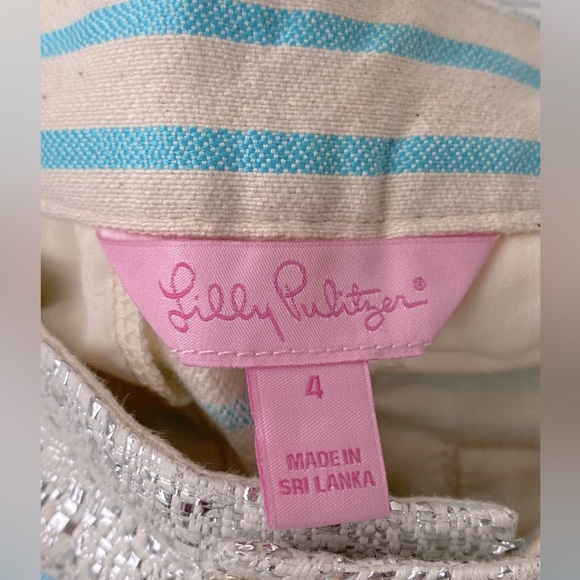 Lilly Pulitzer Callahan Party Shorts Metallic Waistband Striped Size 4 - Picture 7 of 8